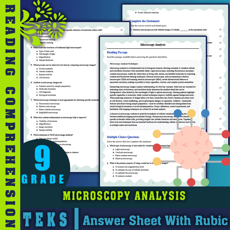 Grade 9 Science reading worksheets worksheet — 9th Grade Science | Microscopy Analysis Reading Worksheets (PDF + Rubric) —…