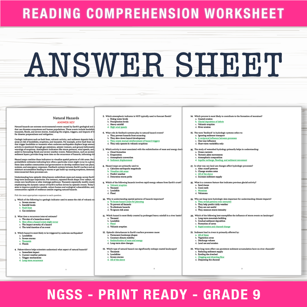 Grade 9 Science worksheet worksheet — Grade 9 Science | Natural Hazards Worksheet (PDF + Answer Key) — page 2
