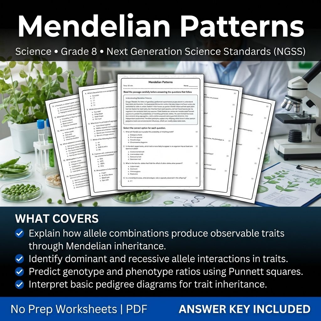 8th Grade Science | Mendelian Patterns Worksheet & Answer Key (Printable PDF)