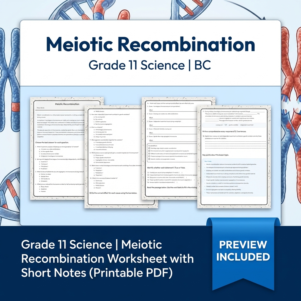 Grade 11 Science Full Year Bundle | Atomic Theory, Biology, Motion & Energy Worksheets — included worksheet 40