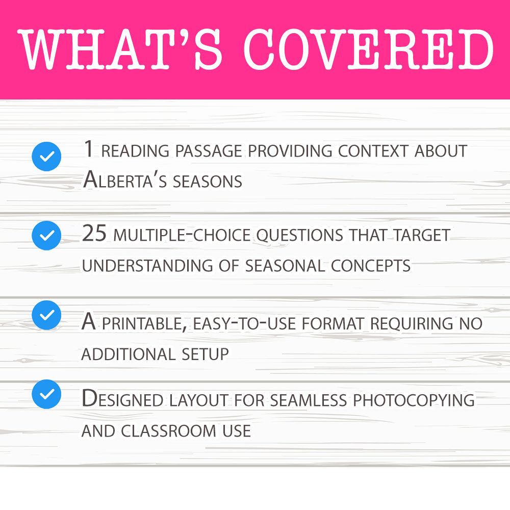 Grade 6 Science worksheet mcq paper worksheet — Grade 6 Science — Alberta Seasons Worksheet MCQ Paper for Mastery — page 2