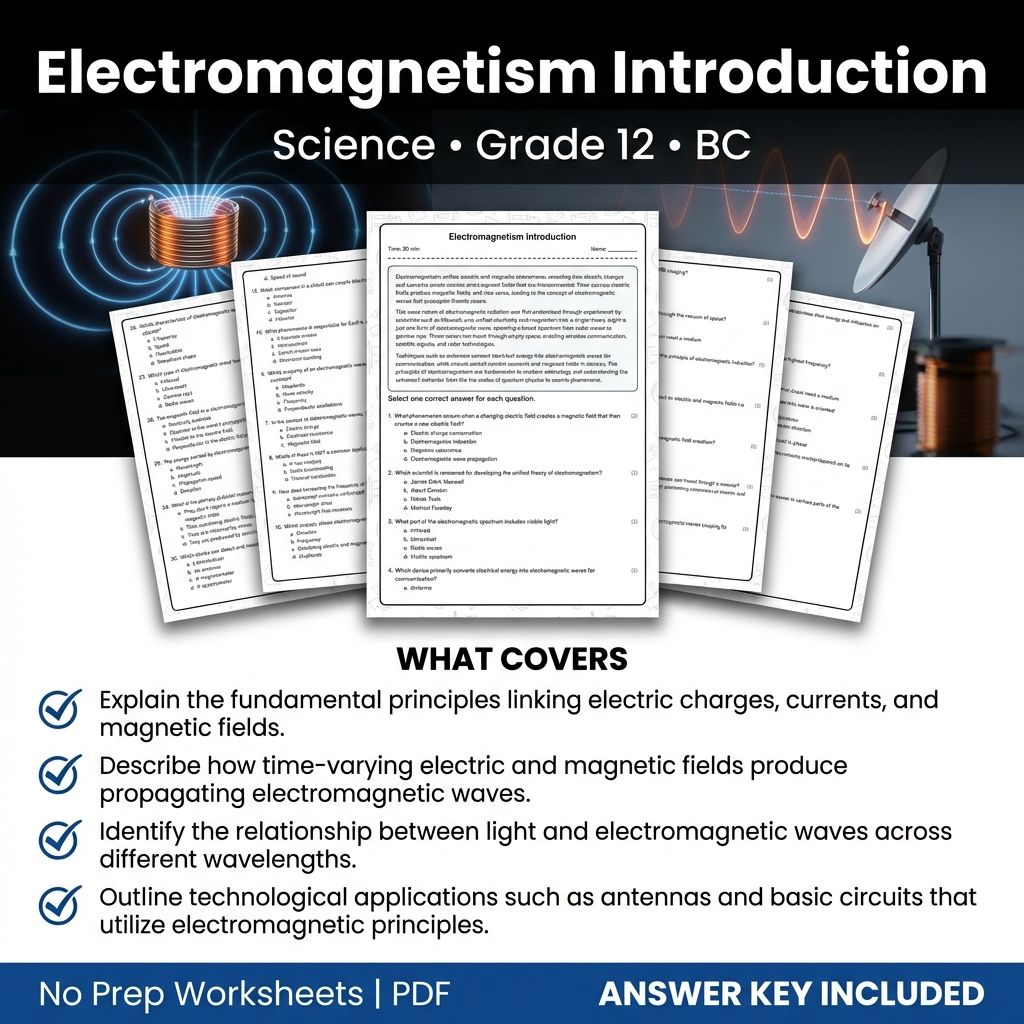 Grade 12 Science Electromagnetism Worksheet | BC Standards Practice