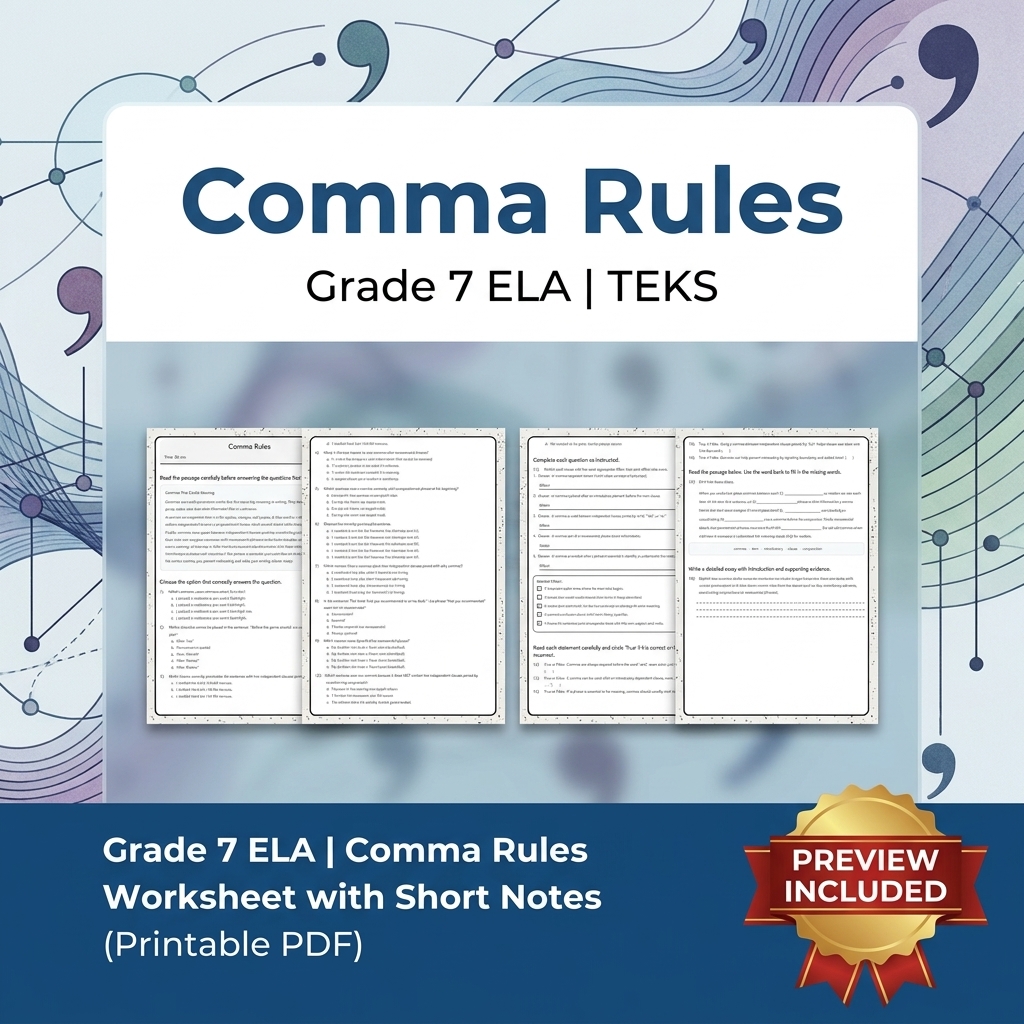 Grade 7 Evidence-Based Research Writing ELA full-year bundle TEKS — included worksheet 29