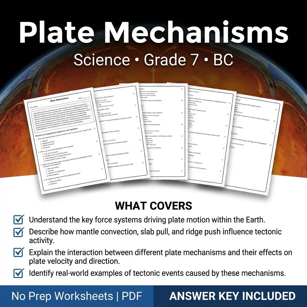7th Grade Science | Plate Mechanisms Worksheet & Answer Key (Printable PDF)