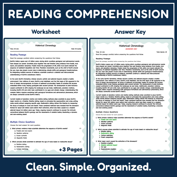 Science reading worksheets worksheet — 7th Grade Science Reading Worksheet | Historical Chronology & Earth's History — page 2