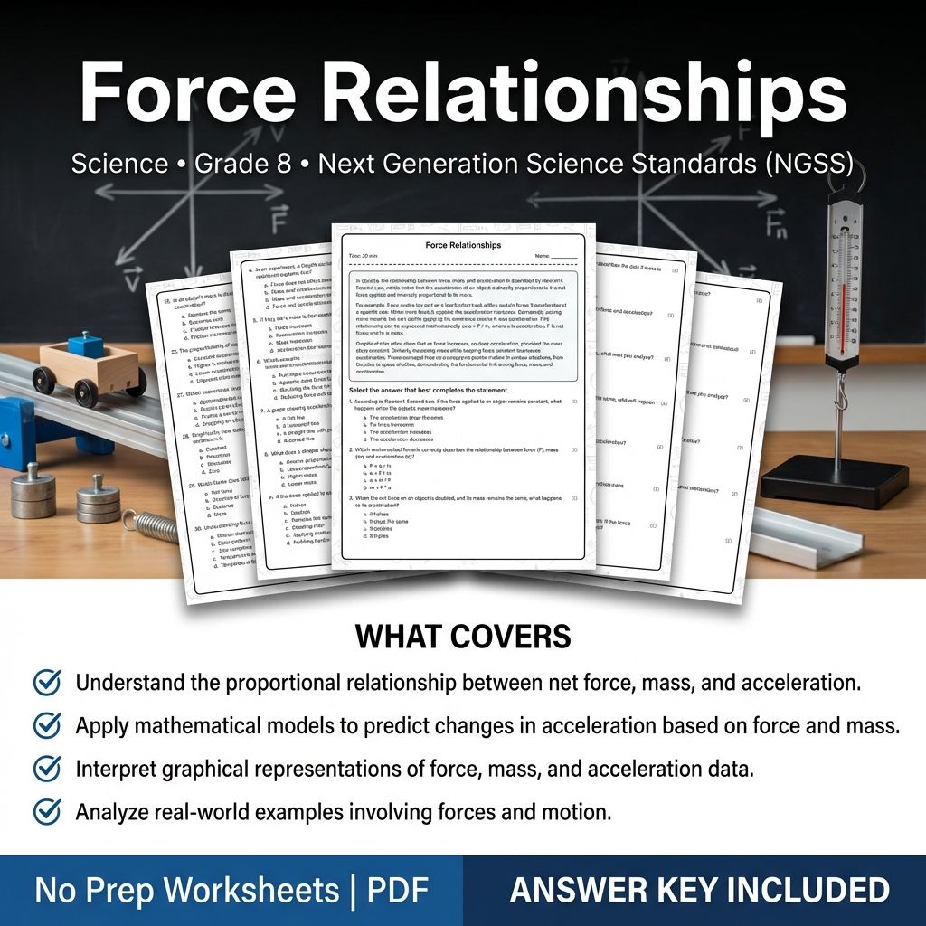 Grade 8 Science | Force Relationships Worksheet & Answer Key (Printable PDF)