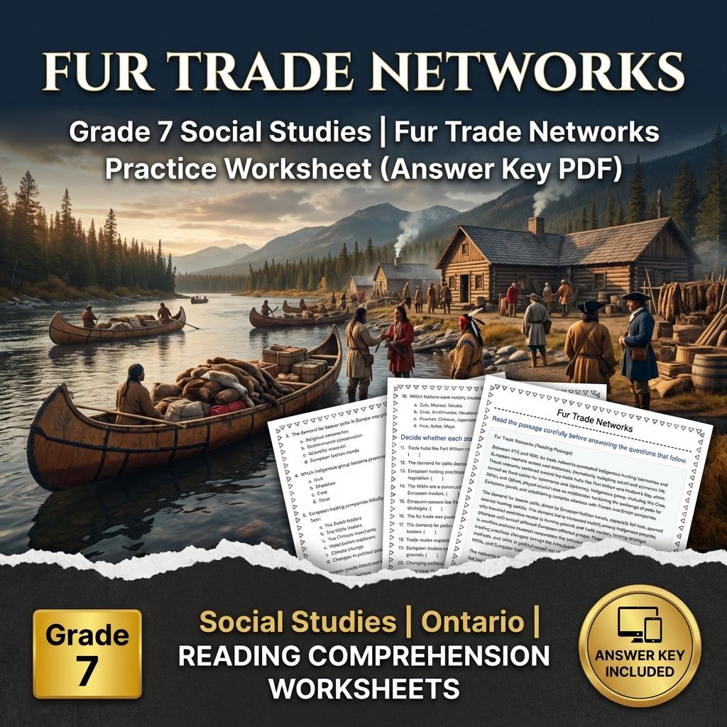 Grade 7 Social Studies | Fur Trade Networks Practice Worksheet (Answer Key PDF)