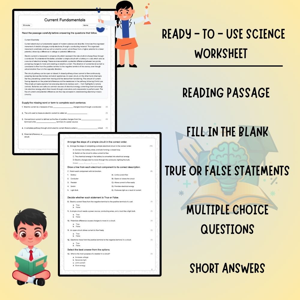 Grade 6 Science worksheet worksheet — 6th Grade Science | Current Fundamentals Worksheet (PDF ) — page 2