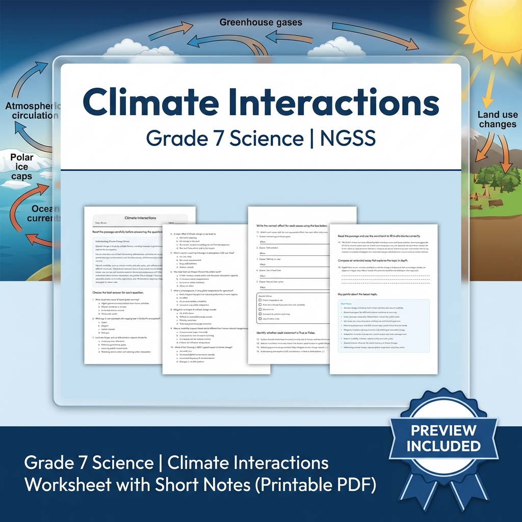 Grade 7 Science | Earth and Human Activity NGSS Unit Bundle (Worksheet Pack) — included worksheet 4