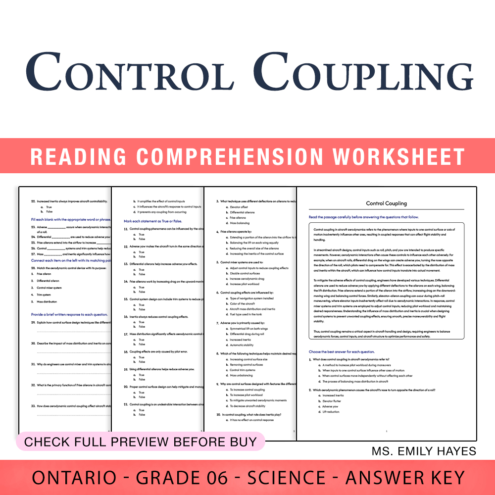 Grade 6 Science worksheet worksheet — 6th Grade Science | Control Coupling Worksheet (PDF + Answer Key) — page 1