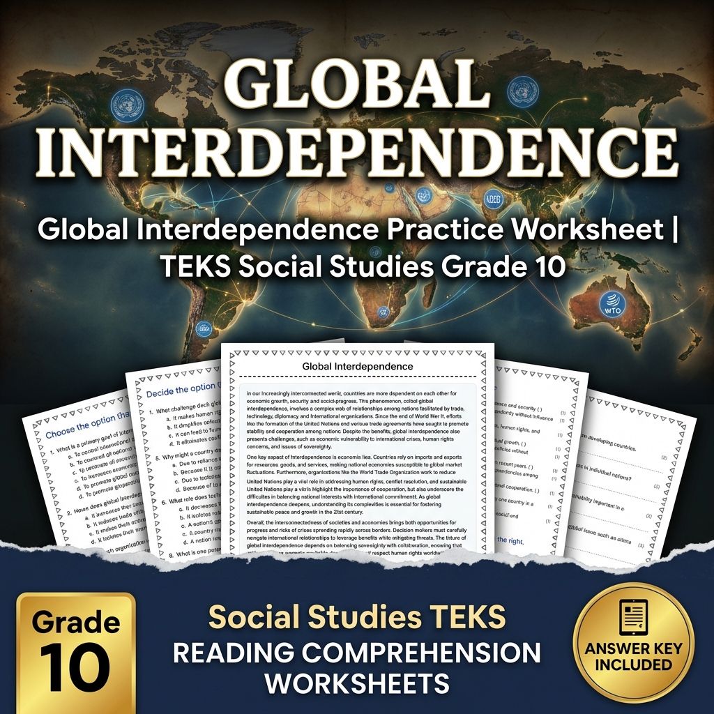 Global Interdependence Practice Worksheet | TEKS Social Studies Grade 10