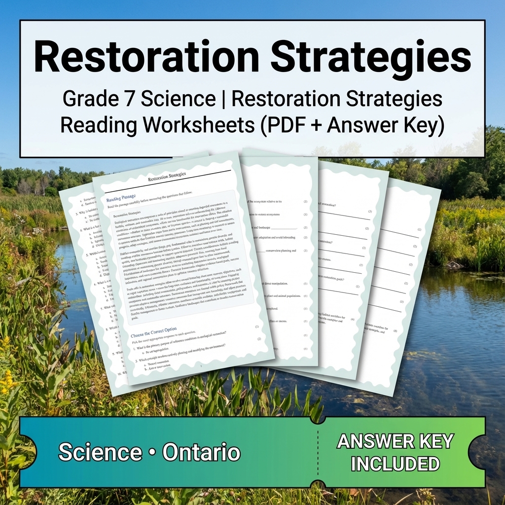 Grade 7 Science | Ecosystems, Biodiversity & Environmental Stewardship — included worksheet 9