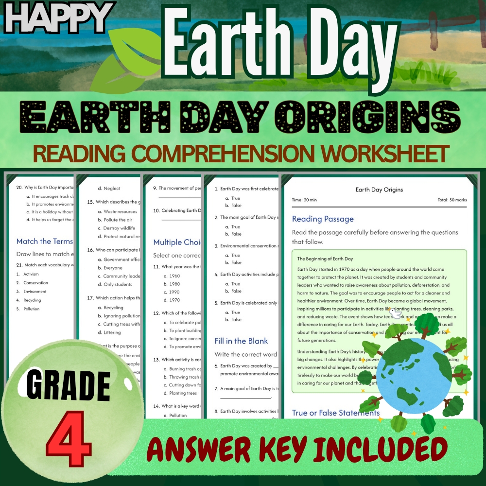 Grade 4 Seasonal Science UNIT Bundle | Earth Day & Climate Change Worksheets — included worksheet 4