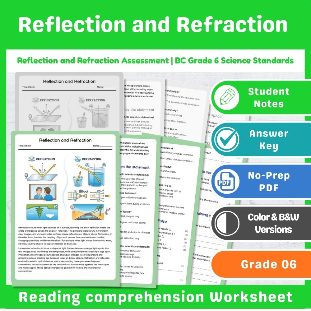 Grade 6 Science Assessment | Wave Interactions & Light Physics Mini Bundle — included worksheet 10