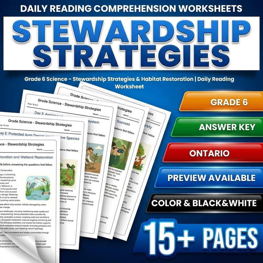 Grade 6 Science Full Year Bundle – Ontario Daily Reading Worksheets — included worksheet 40