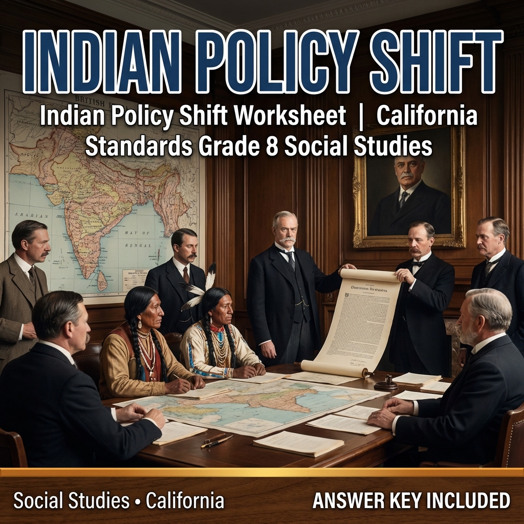 Indian Policy Shift Worksheet | California Standards Grade 8 Social Studies