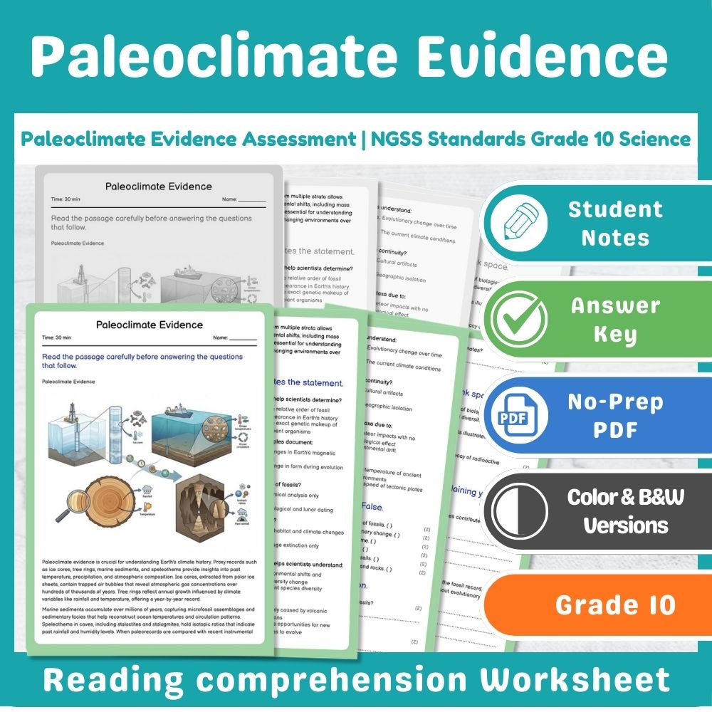 Grade 10 Science | Geologic and Ocean Assessment Mini Bundle (NGSS Aligned) — included worksheet 2