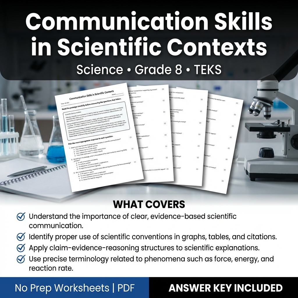 Grade 8 Science Worksheet on Communication Skills in Scientific Contexts