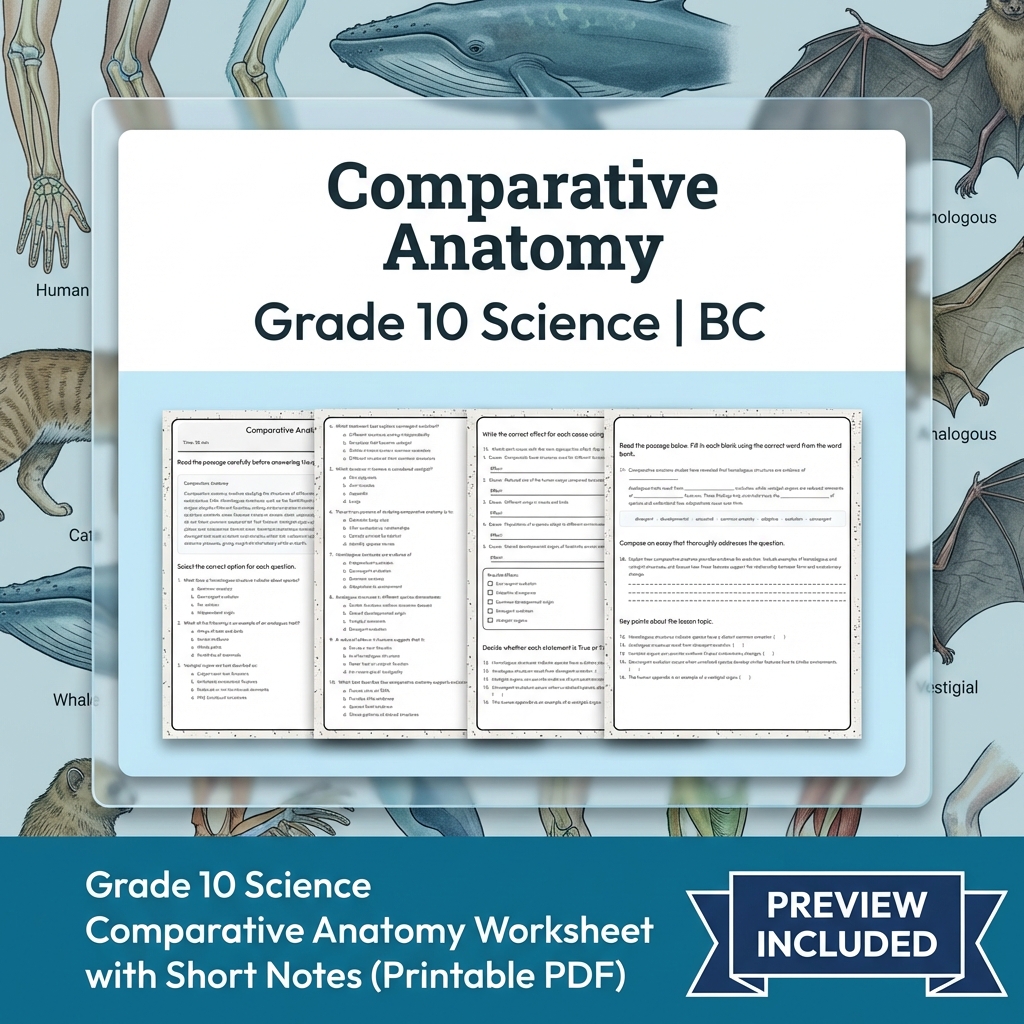 Grade 10 Science | BC Framework Lesson Group Worksheet Pack — included worksheet 10