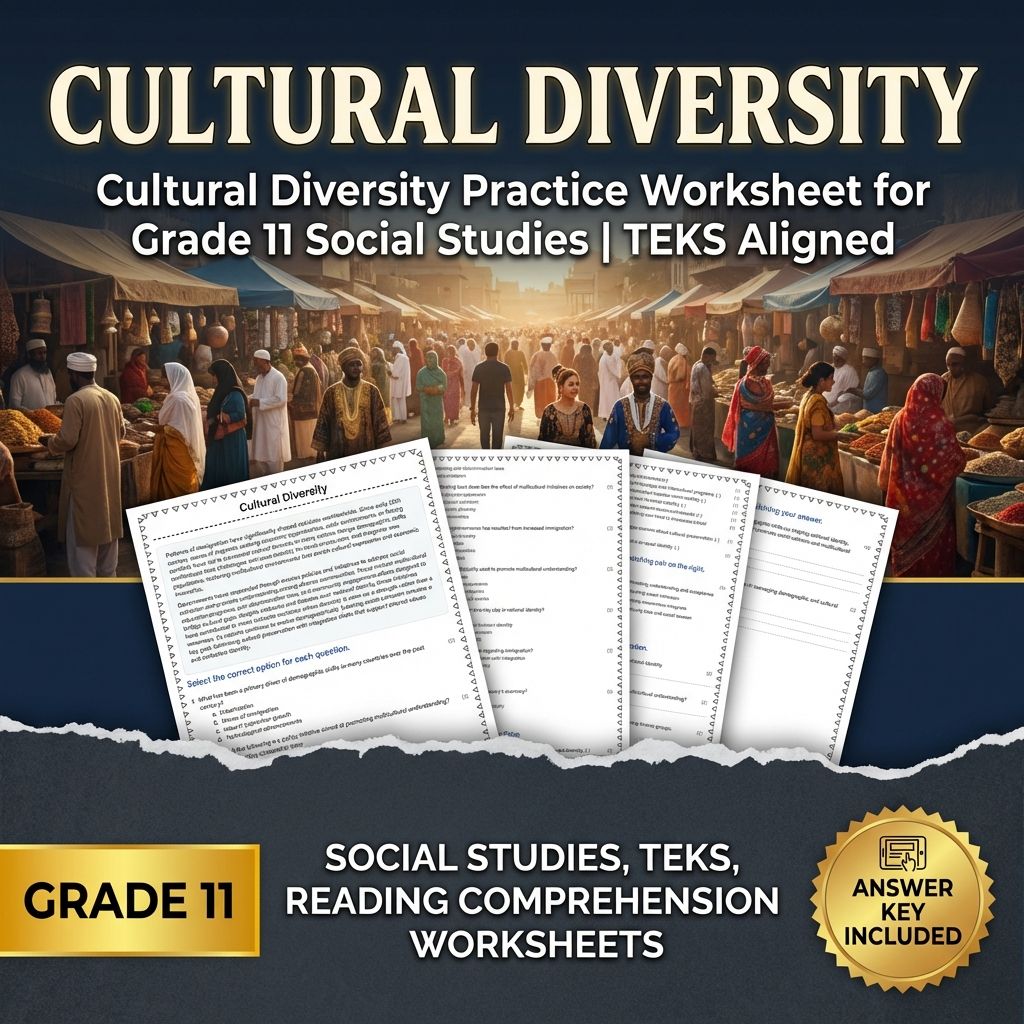 Cultural Diversity Practice Worksheet for Grade 11 Social Studies | TEKS Aligned