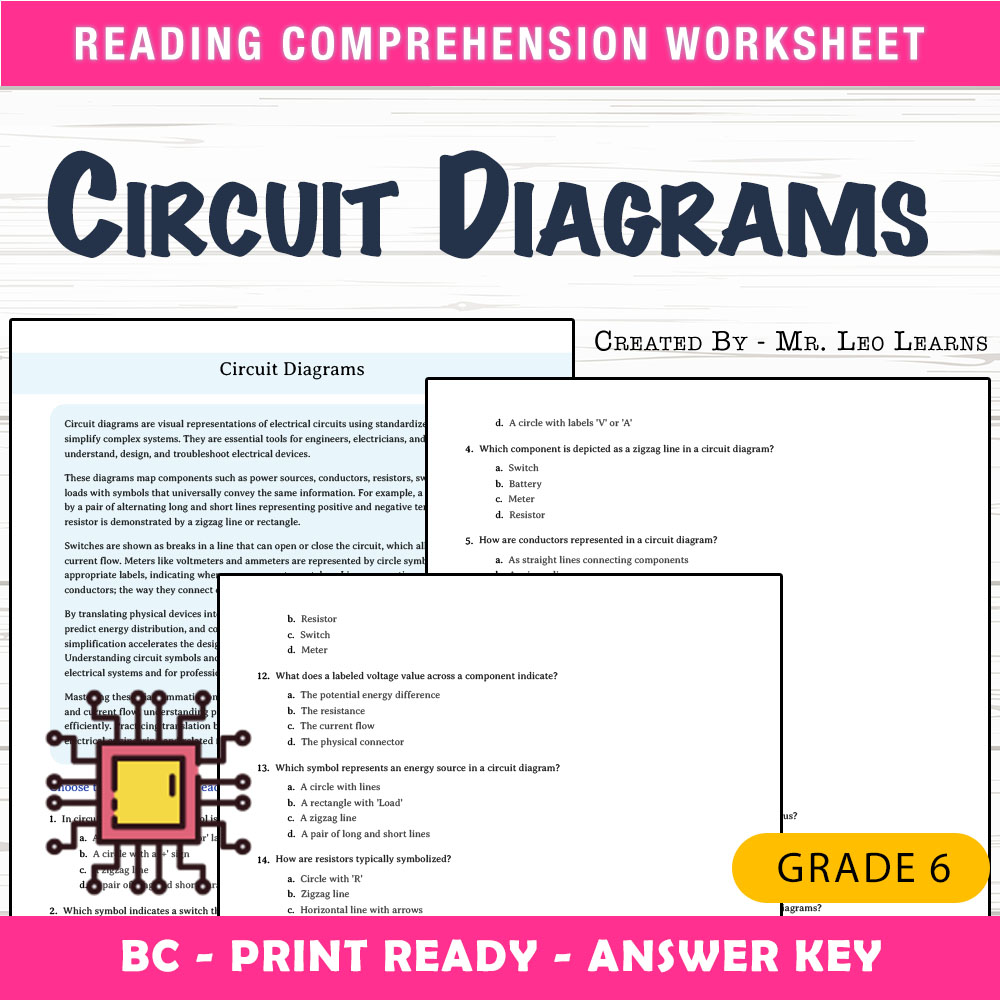 Grade 6 Science worksheet mcq paper worksheet — Grade 6 Science — Worksheet MCQ Paper for Mastering Circuit Diagrams — page 1