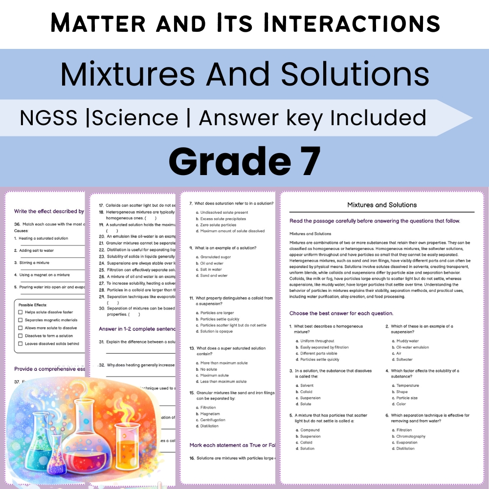 Grade 7 Science Lesson Bundle – Matter and Its Interactions NGSS-Aligned — included worksheet 4