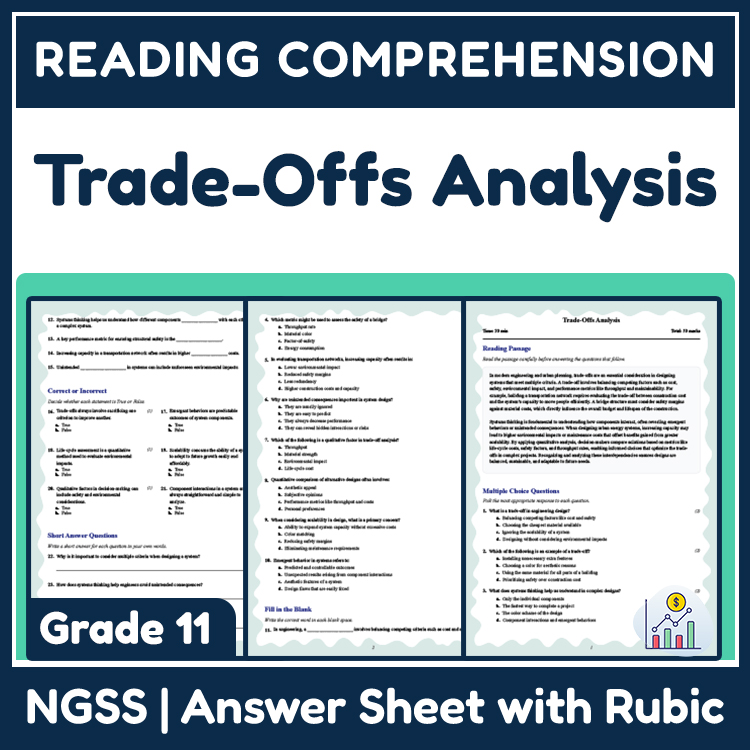 Grade 11 Science reading worksheets worksheet — 11th Grade Science | Trade-Offs Analysis Reading Worksheet (PDF & Answer K…