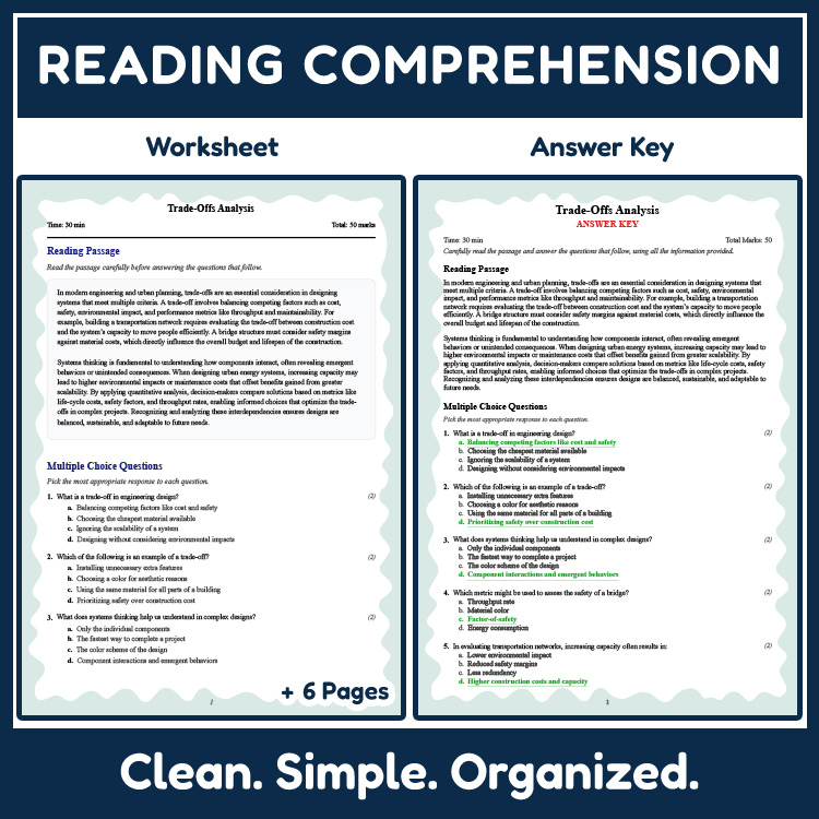 Grade 11 Science reading worksheets worksheet — 11th Grade Science | Trade-Offs Analysis Reading Worksheet (PDF & Answer K…