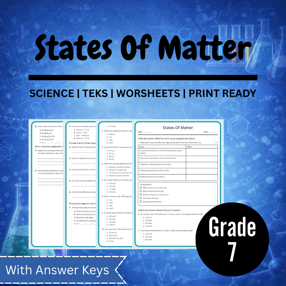 Grade 7 Science Worksheet Bundle – Ecosystems, Atomic Structure & Forces (TEKS Aligned) — included worksheet 40