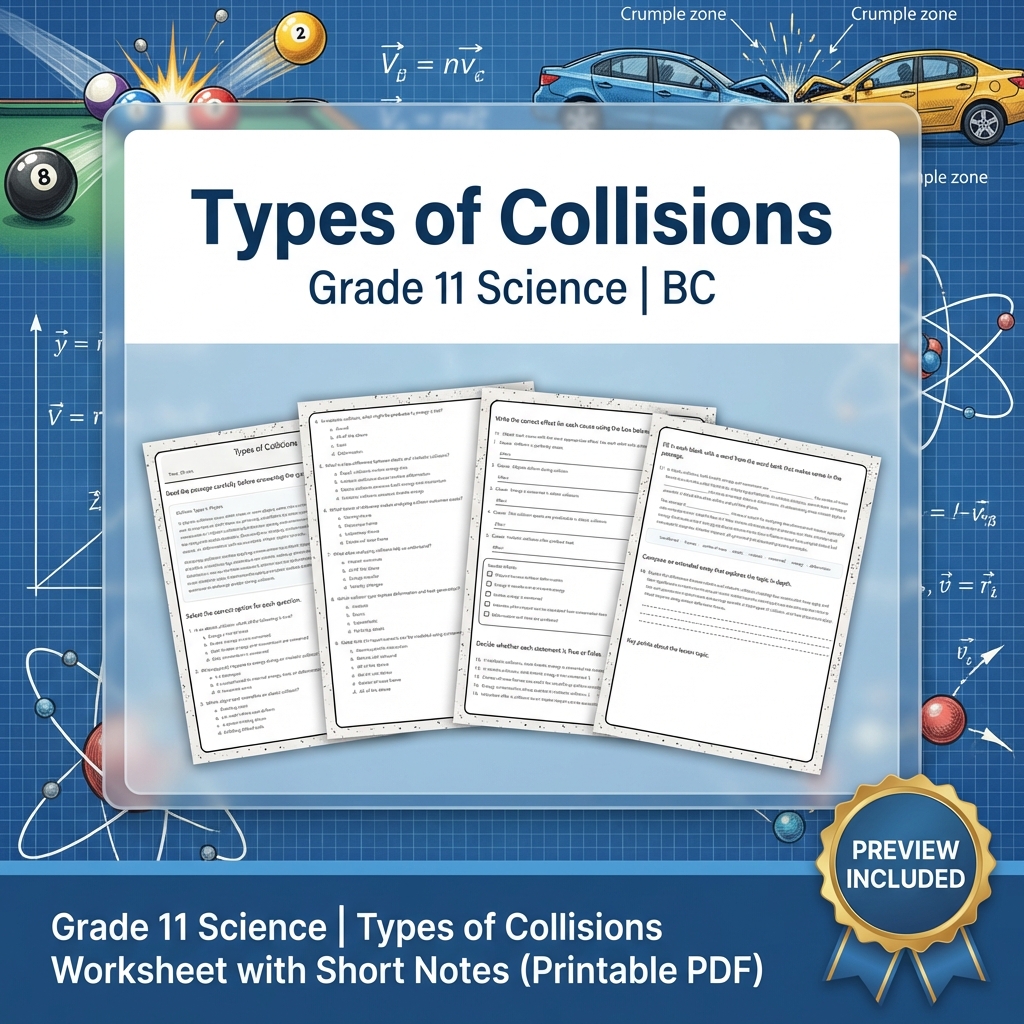 Grade 11 Science Lesson Bundle | Motion, Energy, and Forces Worksheets — included worksheet 11