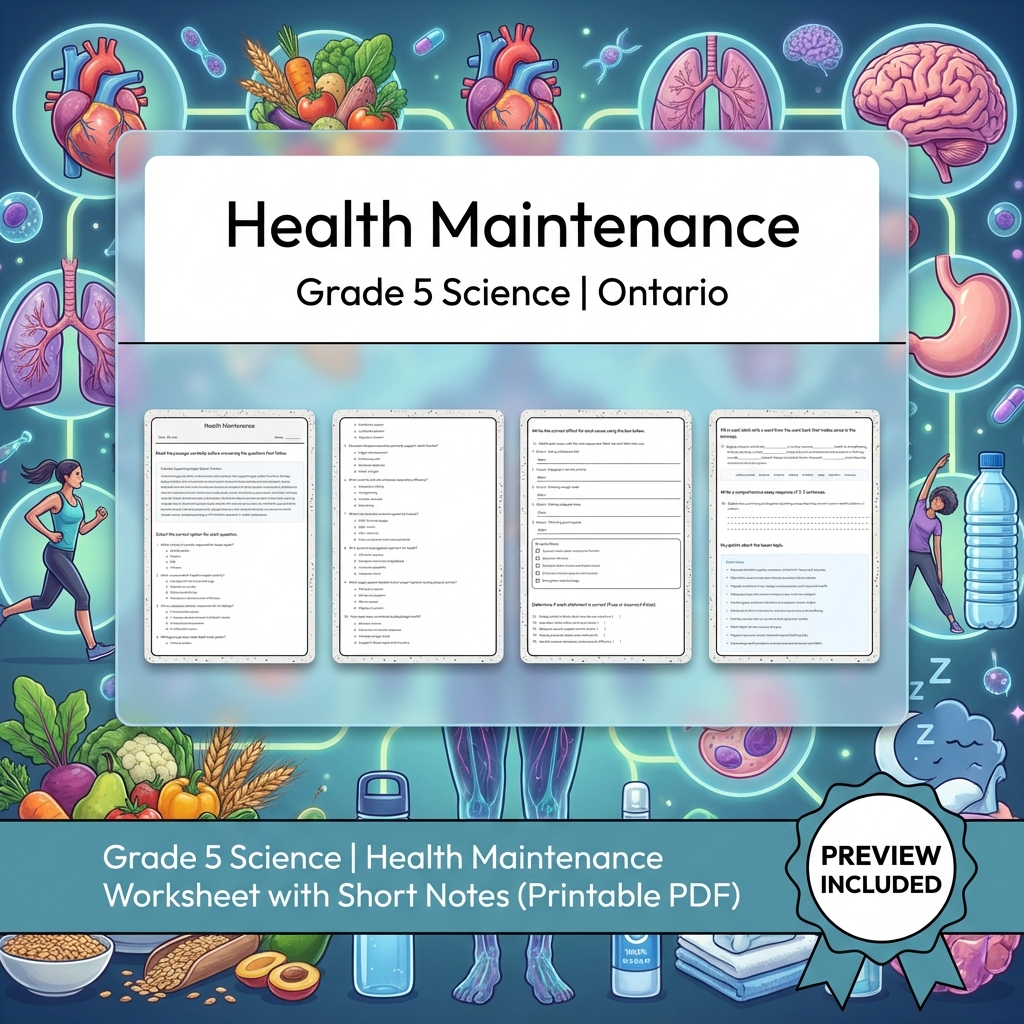 Grade 5 Science Lesson Group – Ontario Curriculum Worksheets Bundle — included worksheet 8