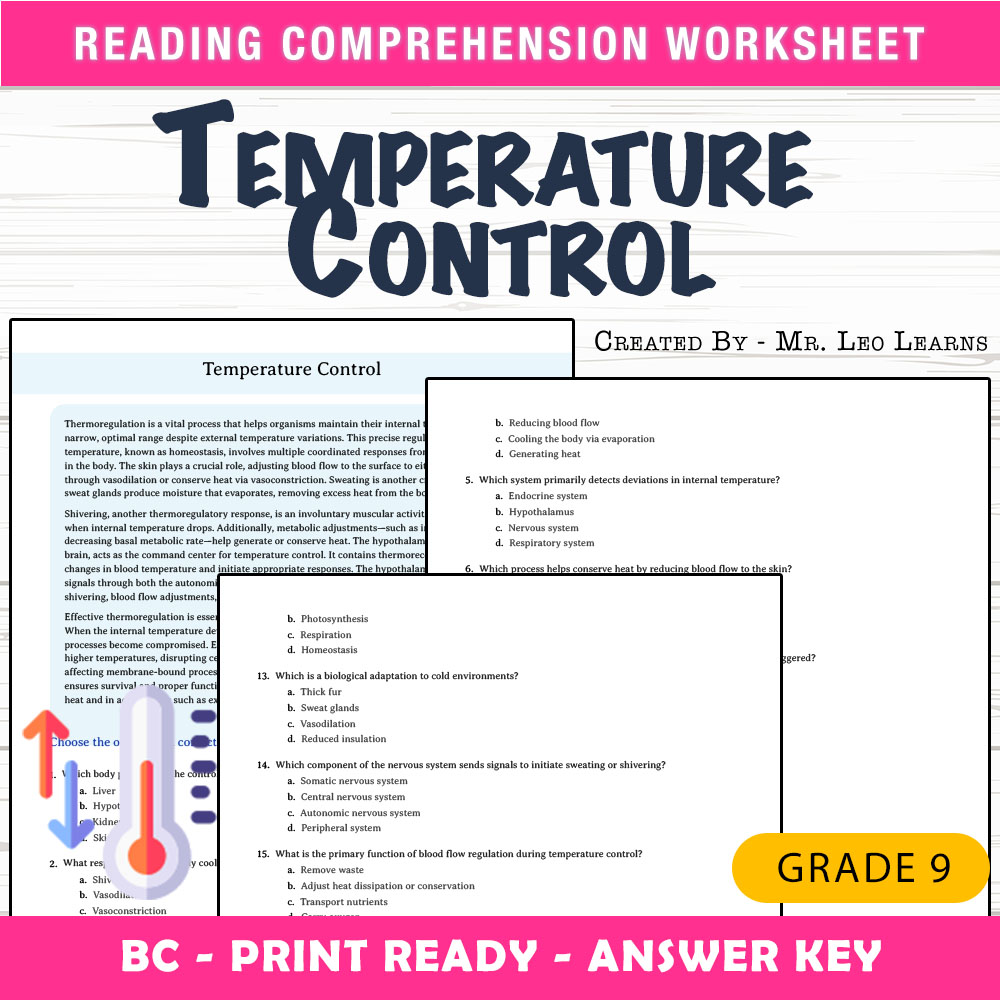 Grade 9 Science worksheet mcq paper worksheet — Grade 9 Science — Worksheet MCQ Paper for Mastering Temperature Control —…