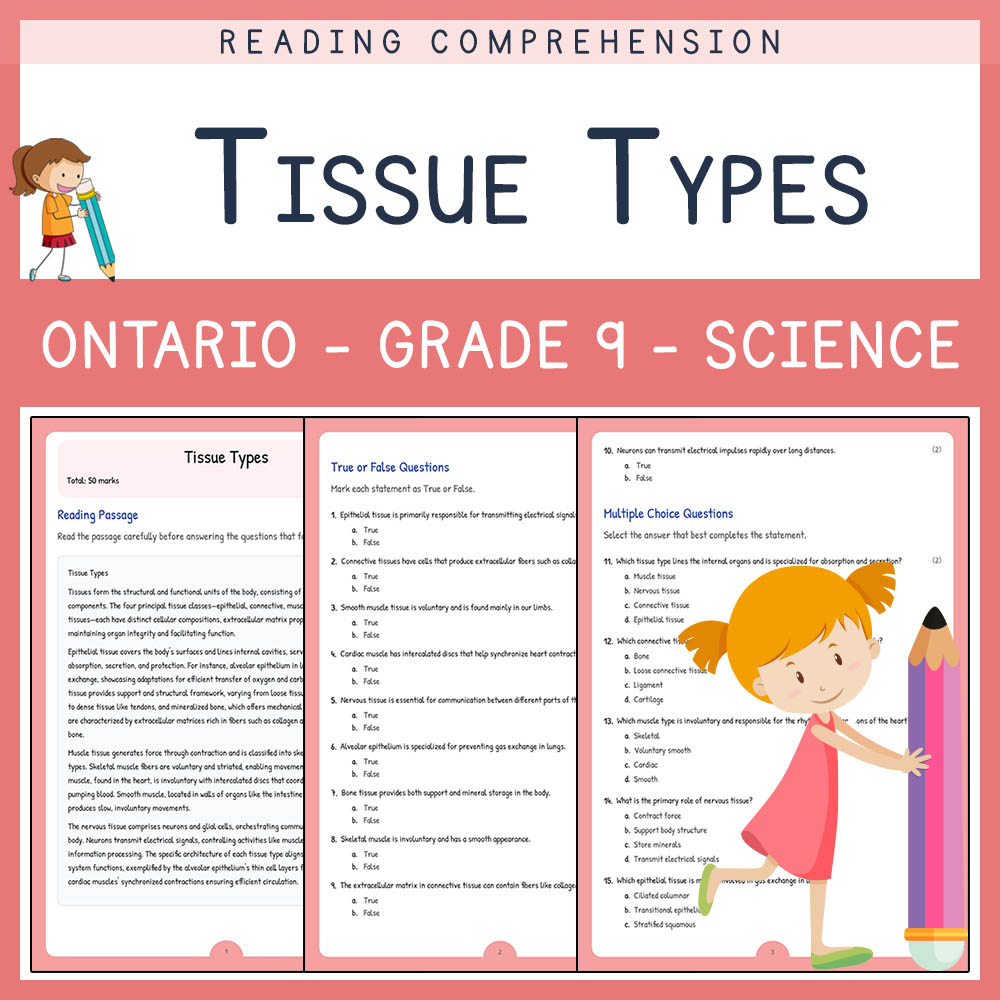 Grade 9 Science worksheet elena worksheet — Grade 9 Science Assessment | Tissue Types Worksheet Elena | Ontario Standard —…