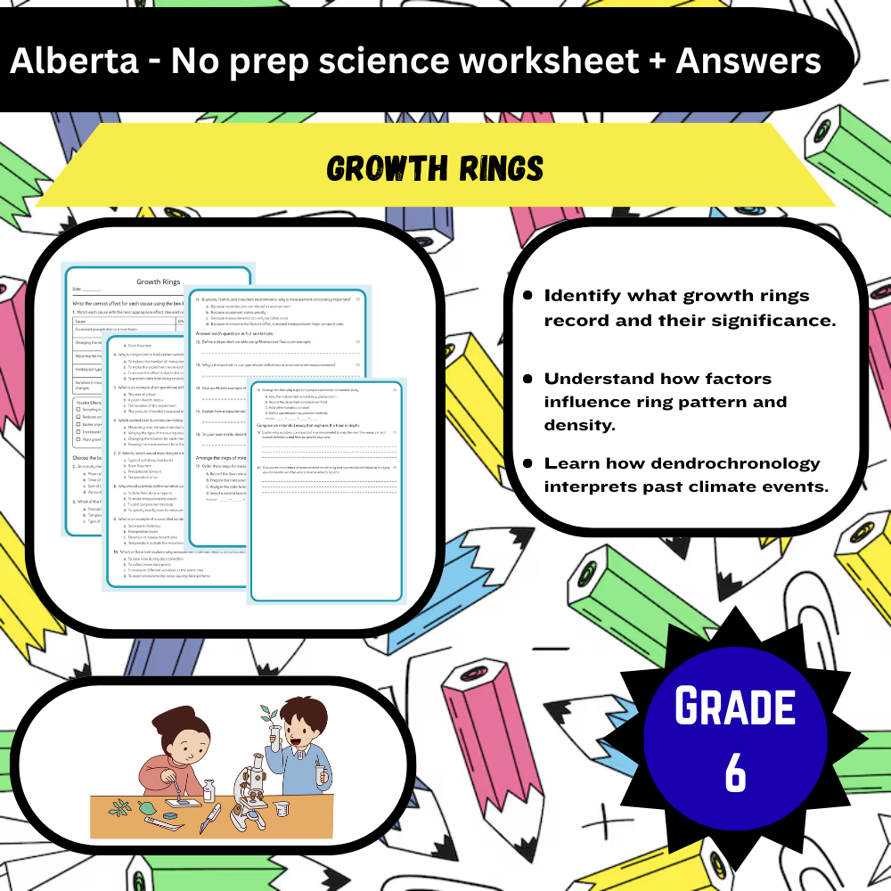 Grade 6 Science – Growth Rings Worksheet (PDF) | Alberta Standards