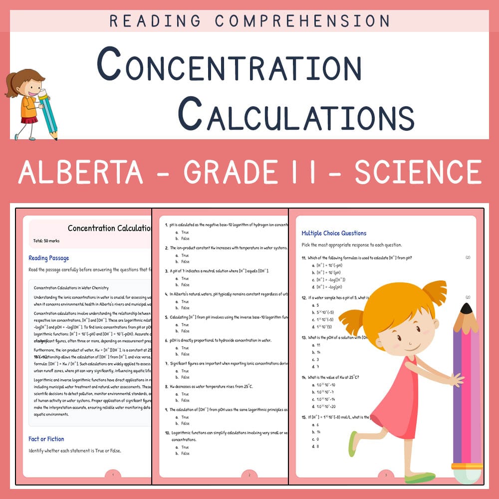 Grade 11 Science worksheet elena worksheet — Grade 11 Science | Concentration Calculations Worksheet | Alberta  Standards…