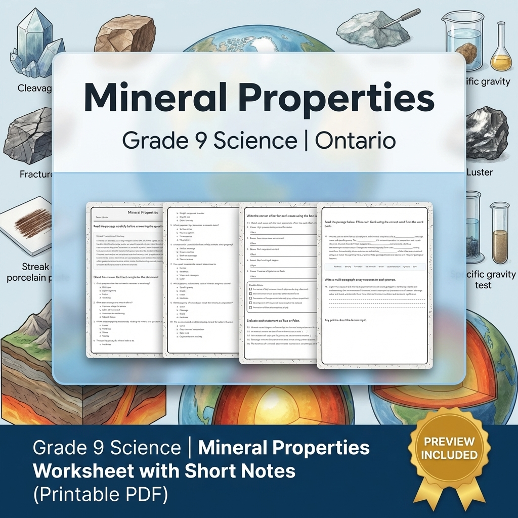 Grade 9 Science Lesson Group Bundle | Ontario Curriculum Worksheets — included worksheet 13