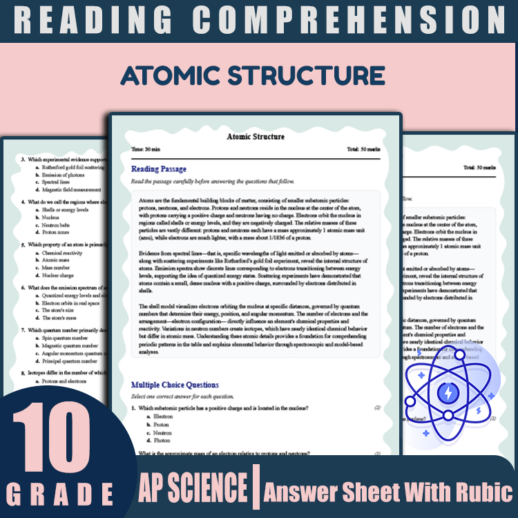 Grade 10 Science reading worksheets worksheet — 10th Grade Science | Atomic Structure Reading Worksheet & Answer Key (PDF)…