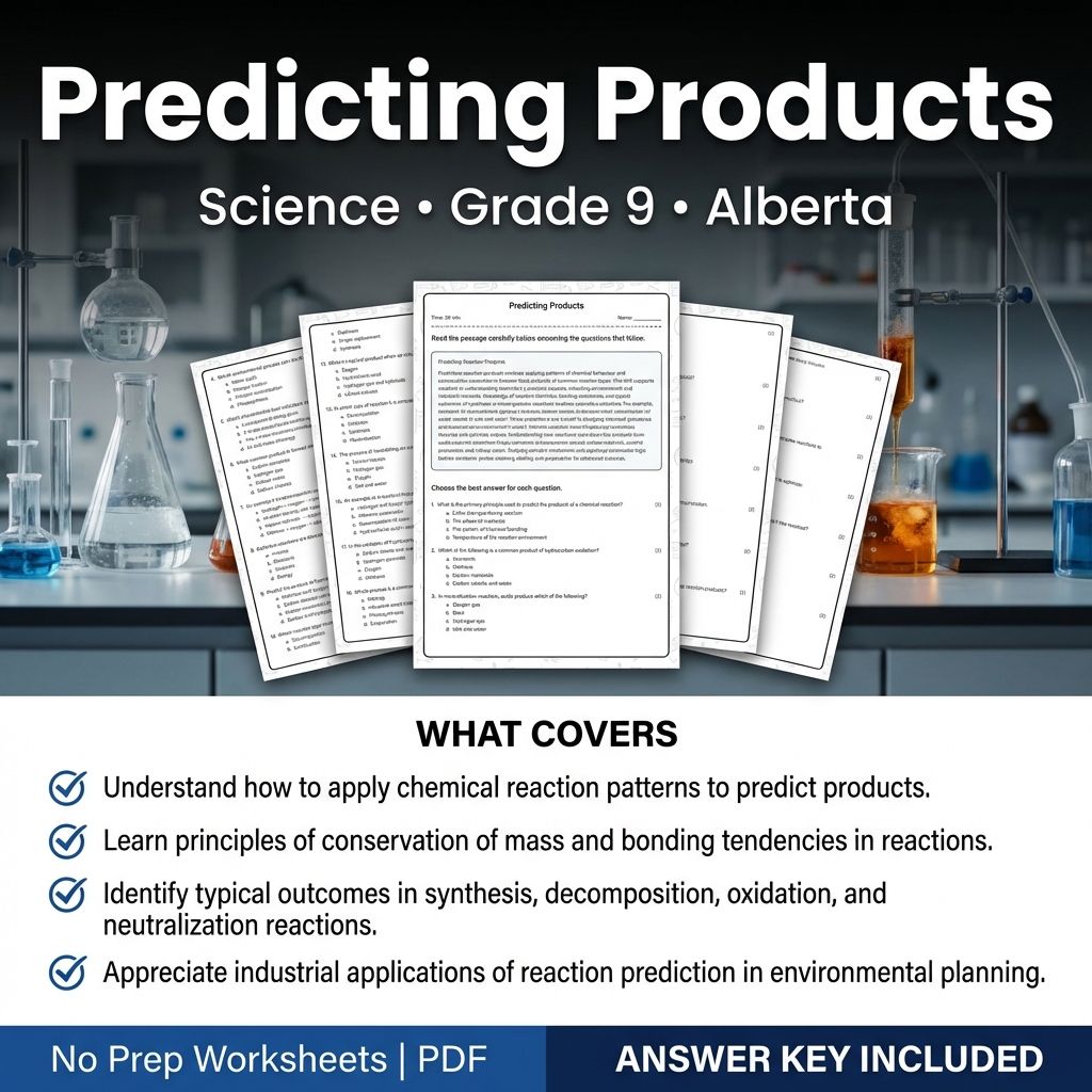 Predicting Products Worksheet – Science Grade 9 | Alberta Standards