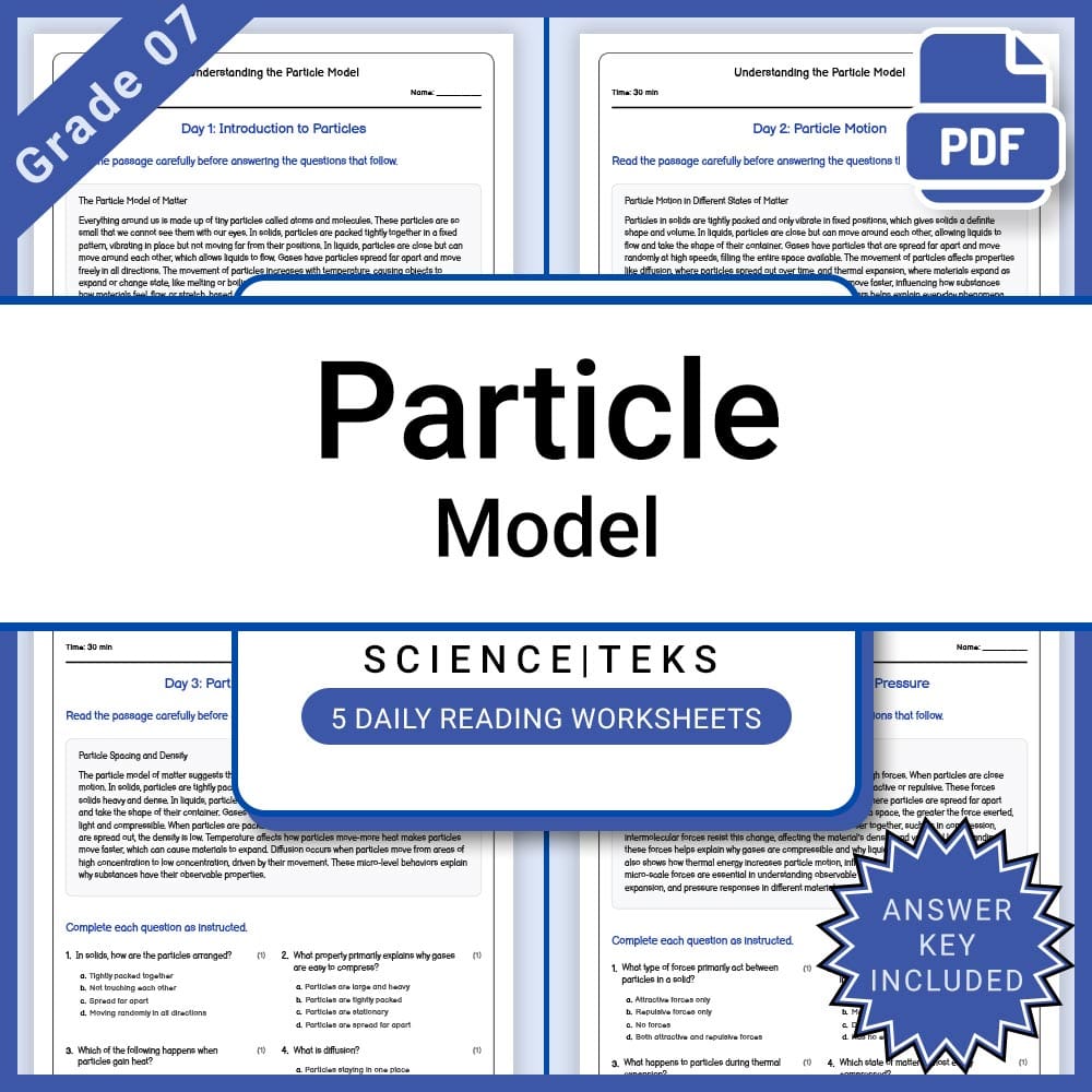 Grade 7 Science Lesson Group: TEKS-Aligned Daily Reading Worksheets — included worksheet 9