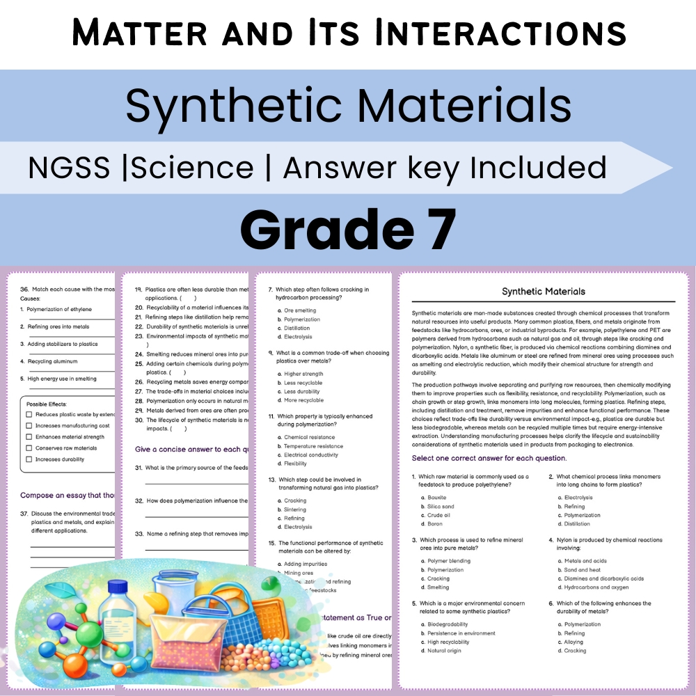 Grade 7 Science Lesson Bundle – Matter and Its Interactions NGSS-Aligned — included worksheet 5