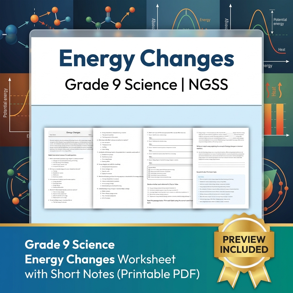 Grade 9 Science NGSS Worksheet Bundle – Comprehensive Year-Long Assessment Pack — included worksheet 42