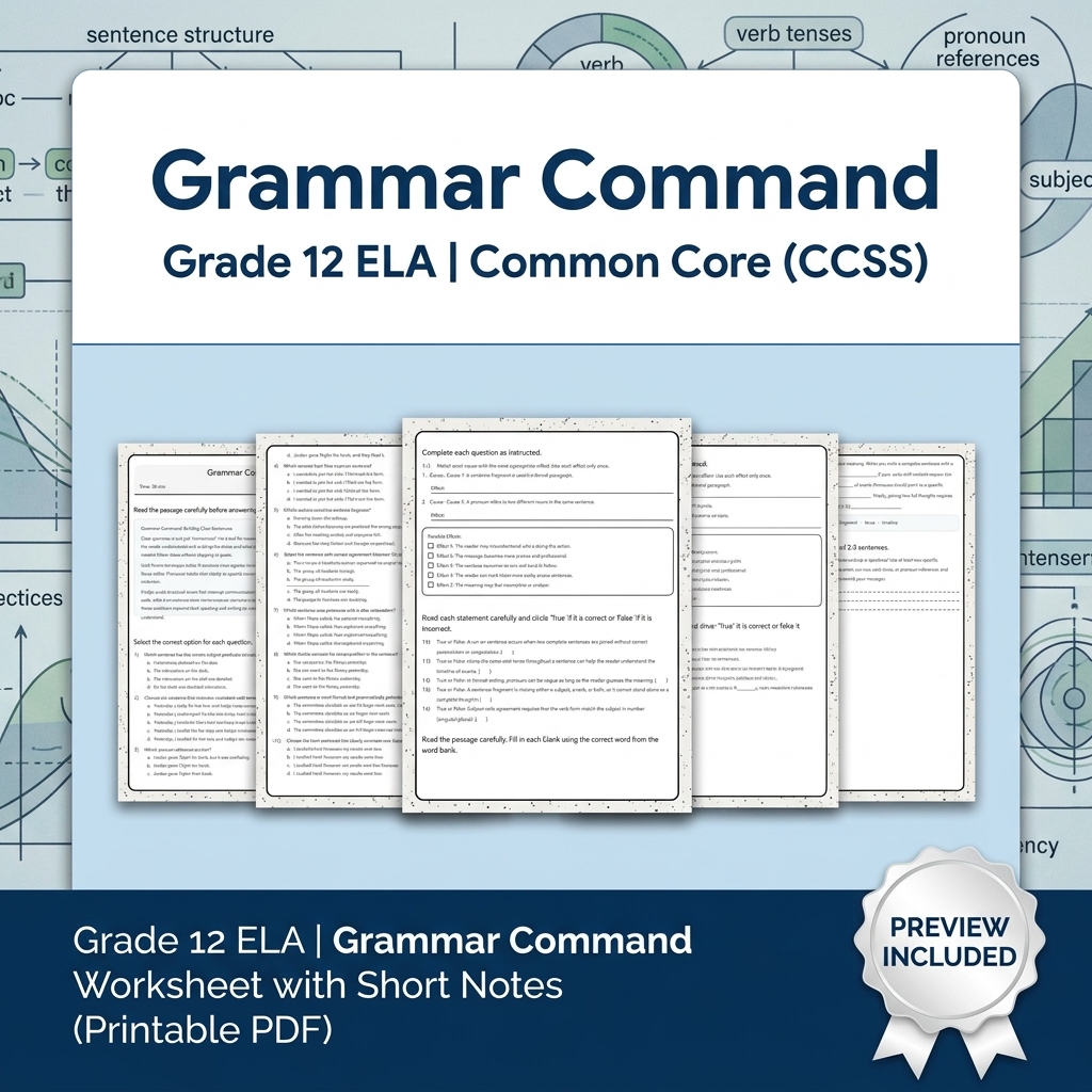 Grade 12 ELA Evidence-Based Reading & Writing Full-Year Bundle (CCSS) — included worksheet 32