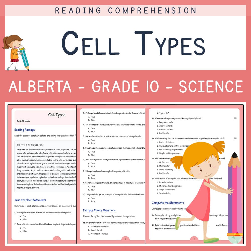 Grade 10 Science worksheet elena worksheet — Grade 10 Science | Cell Types Worksheet | Alberta Standards — page 1