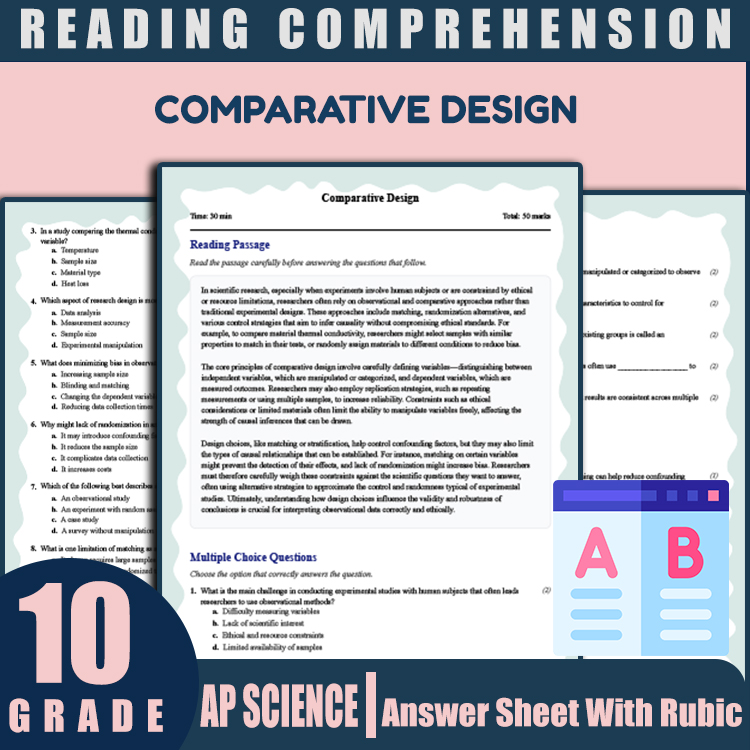 Grade 10 Science reading worksheets worksheet — 10th Grade Science | Comparative Design Reading Worksheet + Answer Key (PD…