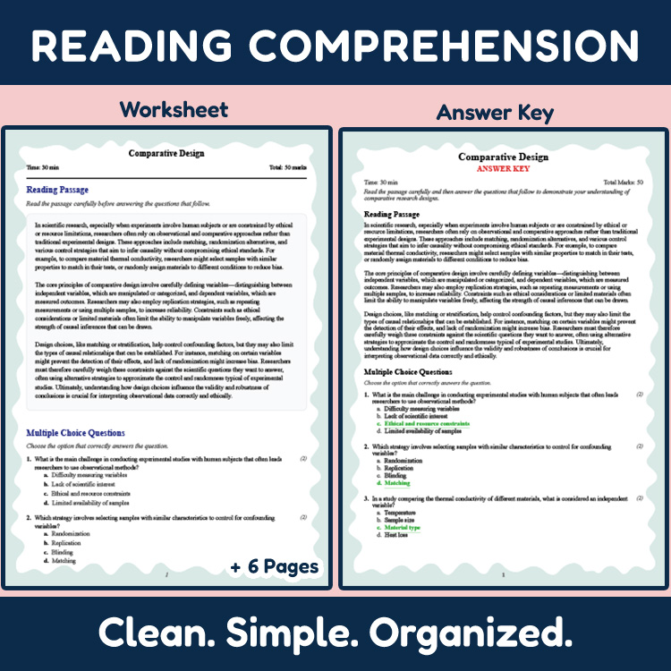 Grade 10 Science reading worksheets worksheet — 10th Grade Science | Comparative Design Reading Worksheet + Answer Key (PD…
