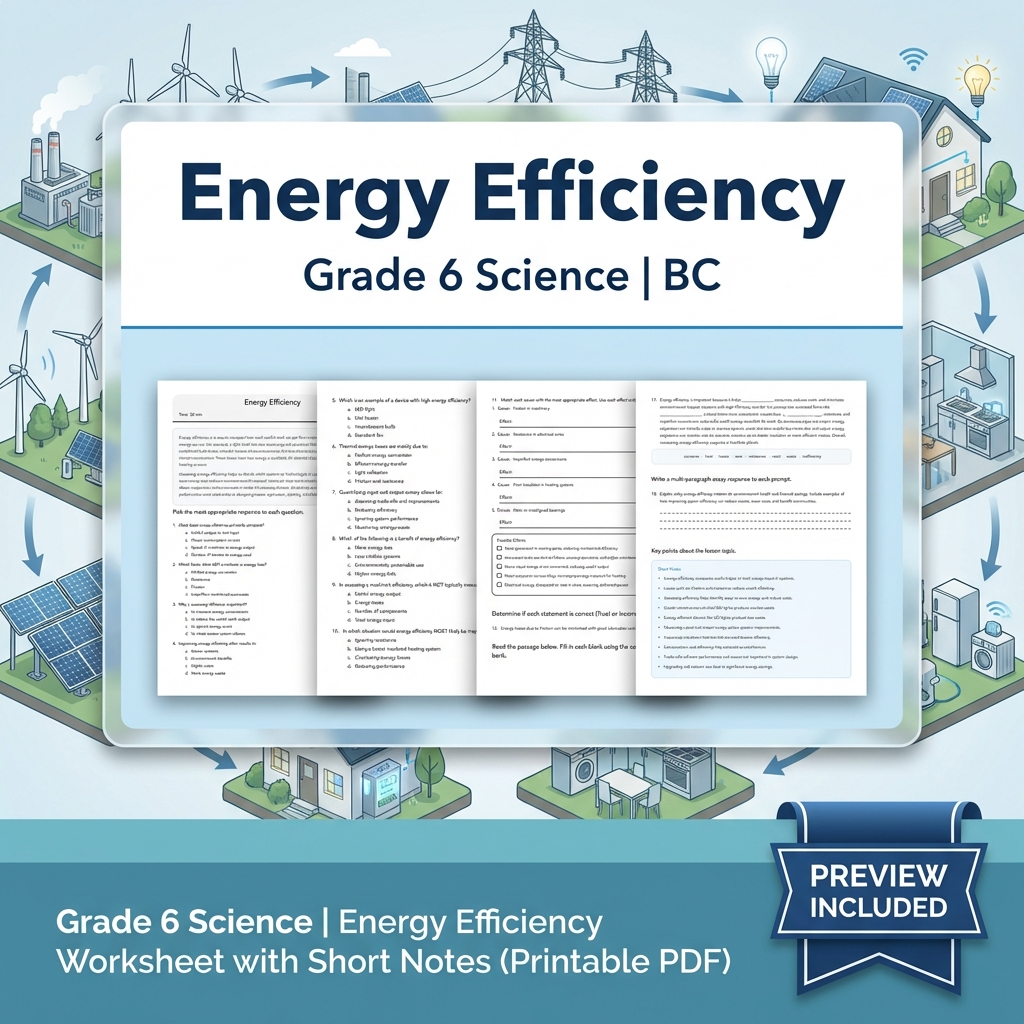 Grade 6 Science | Energy, Waves & Circuits UNIT Bundle (BC Frame work) — included worksheet 7