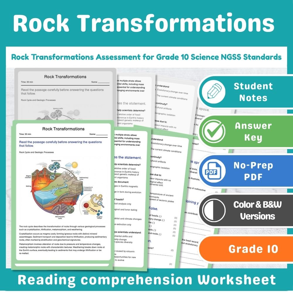 Grade 10 Science | Geologic and Ocean Assessment Mini Bundle (NGSS Aligned) — included worksheet 3