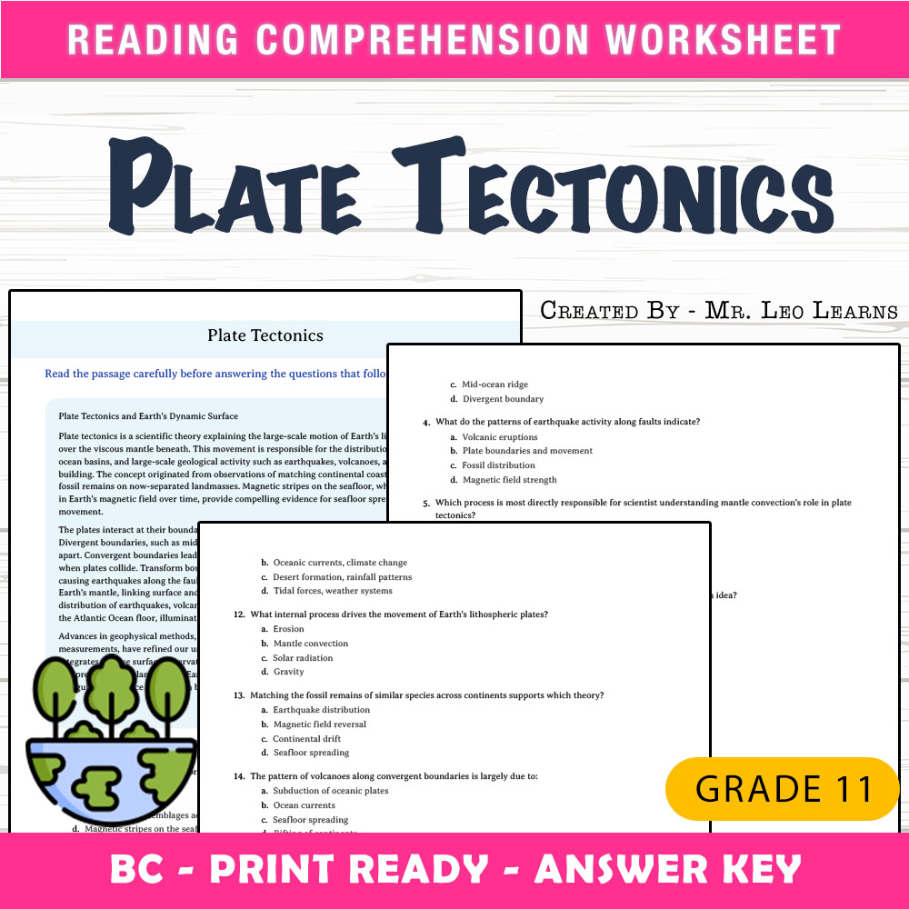 Grade 11 Science worksheet mcq paper worksheet — Grade 11 Science — Worksheet MCQ Paper for Mastering Plate Tectonics — pa…