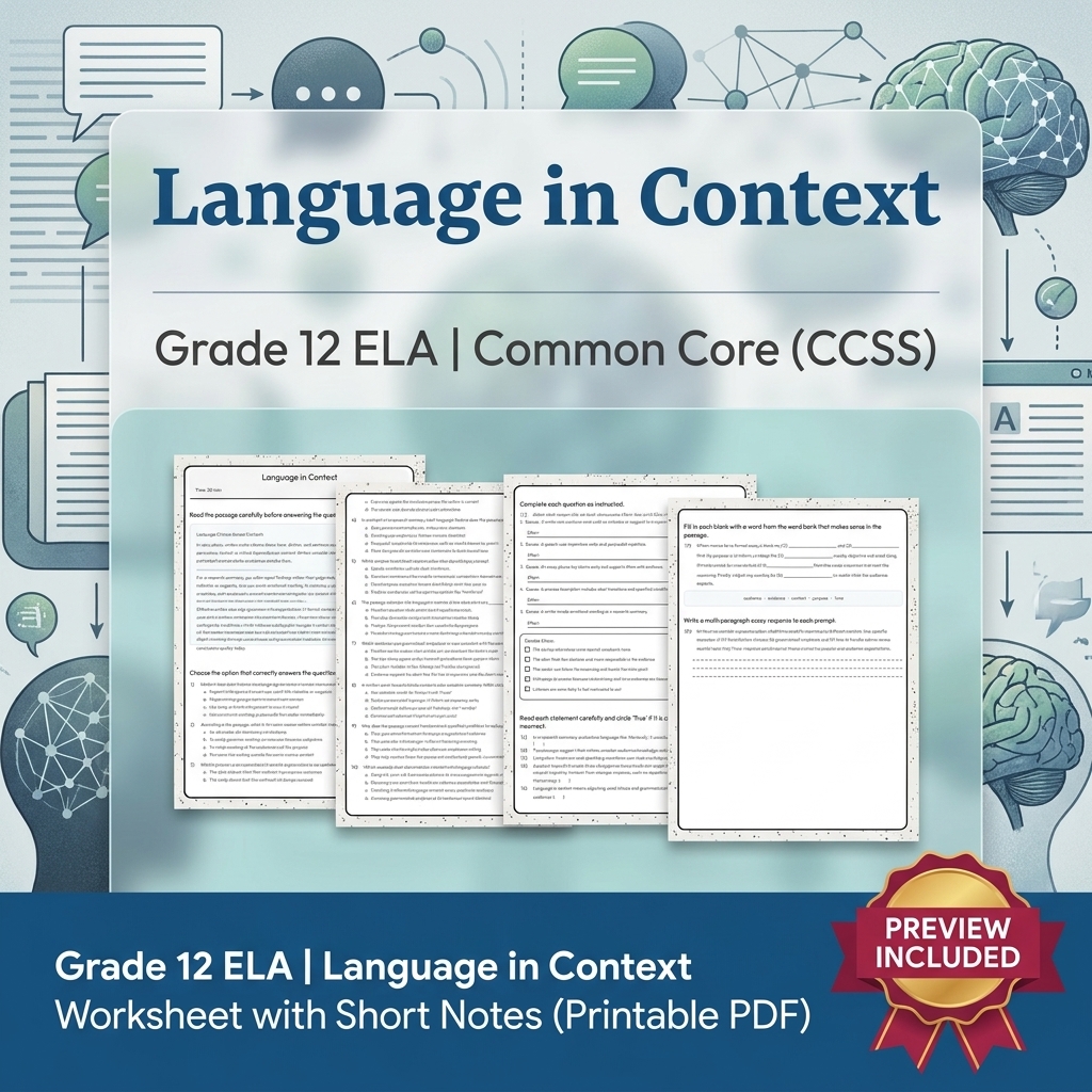 Grade 12 ELA Evidence-Based Reading & Writing Full-Year Bundle (CCSS) — included worksheet 33