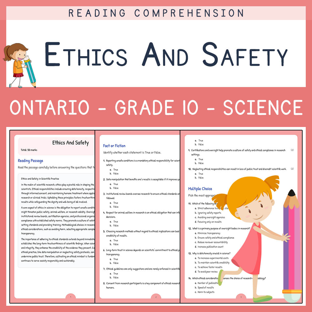 Grade 10 Science worksheet elena worksheet — Grade 10 Science | Ethics and Safety Worksheet | Ontario Standards — page 1